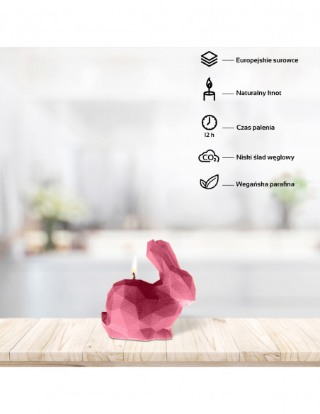 Świeca Rabbit Low-Poly Pink Small