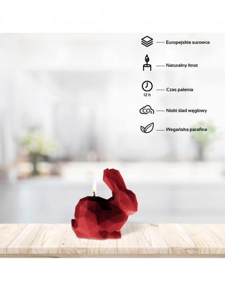 Świeca Rabbit Low-Poly Red Small