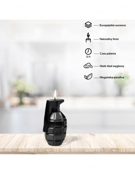 Świeca Grenade  Black Metallic Small