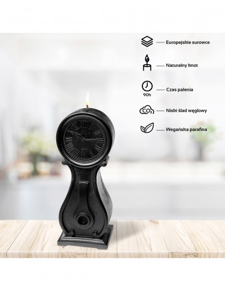 Świeca Clock Black Metallic