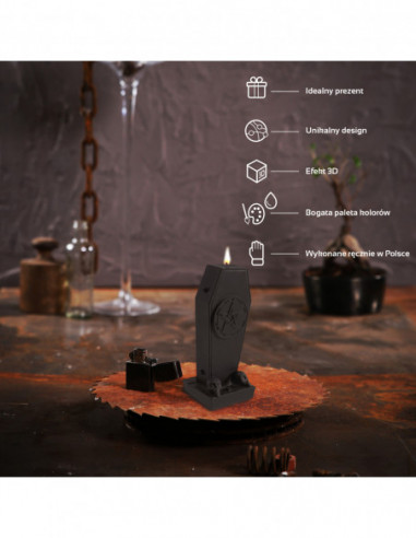 Świeca Coffin with Pentagram Black Matt