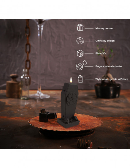 Świeca Coffin with Pentagram Black Matt