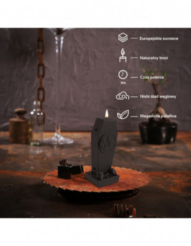Świeca Coffin with Pentagram Black Matt