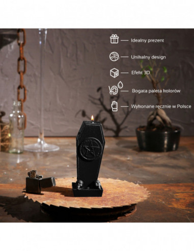 Świeca Coffin with Pentagram Black...