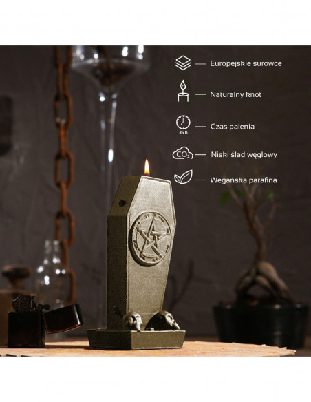 Świeca Coffin with Pentagram Brass
