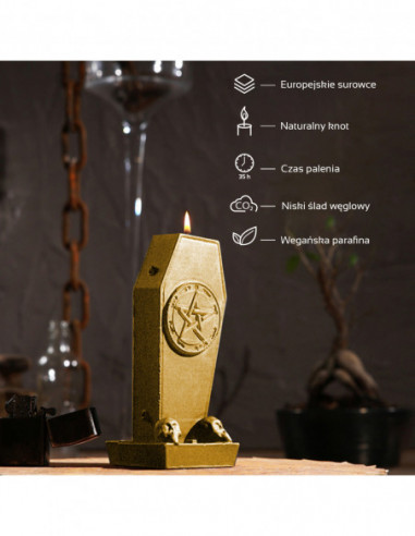 Świeca Coffin with Pentagram Gold
