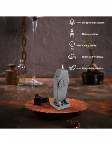 Świeca Coffin with Pentagram Steel