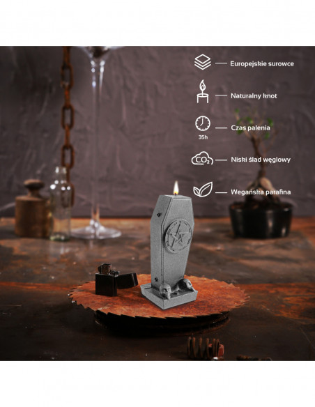 Świeca Coffin with Pentagram Steel