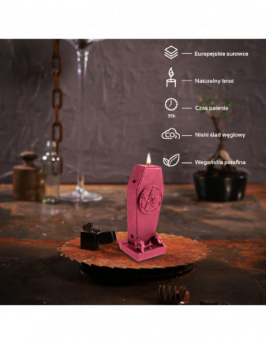 Świeca Coffin with Pentagram Red...