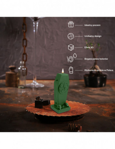 Świeca Coffin with Pentagram Dark Green