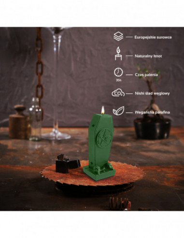 Świeca Coffin with Pentagram Dark Green