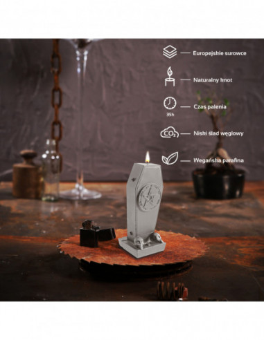 Świeca Coffin with Pentagram Gray