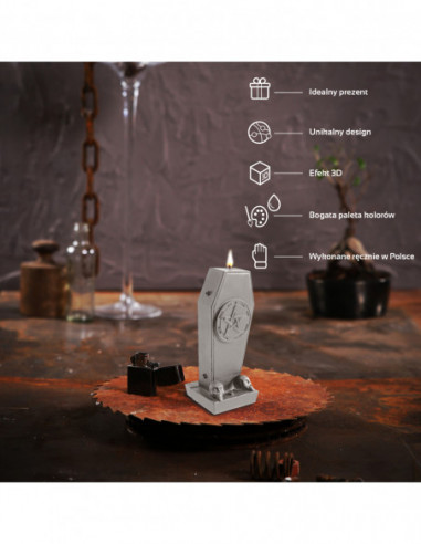 Świeca Coffin with Pentagram Gray