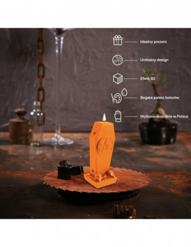 Świeca Coffin with Pentagram Orange