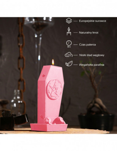 Świeca Coffin with Pentagram Pink