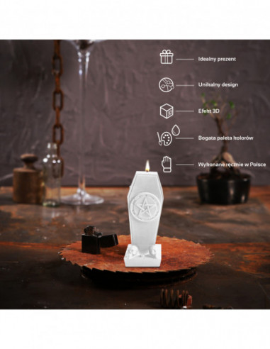 Świeca Coffin with Pentagram White