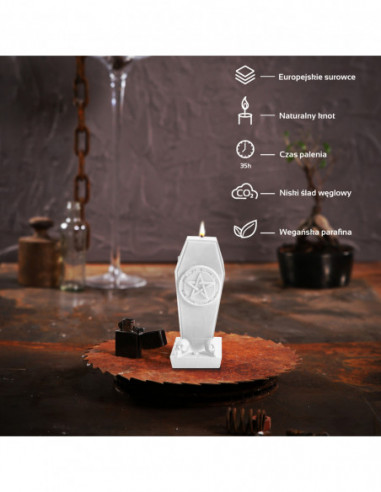 Świeca Coffin with Pentagram White