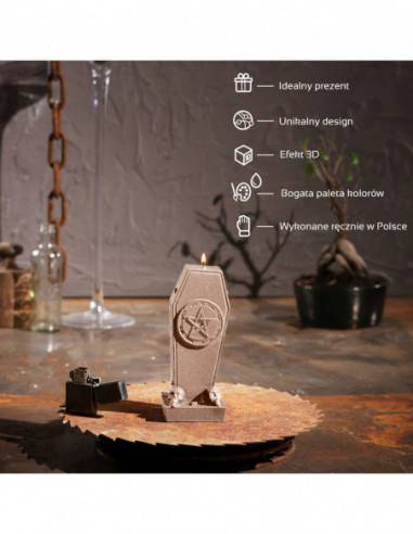 Świeca Coffin with Pentagram Rose Gold