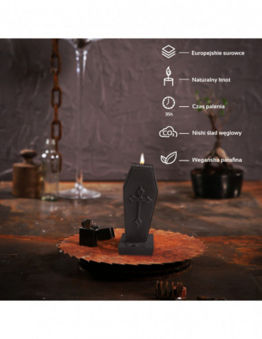 Świeca Coffin with Cross Black Matt