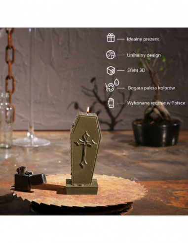 Świeca Coffin with Cross Brass