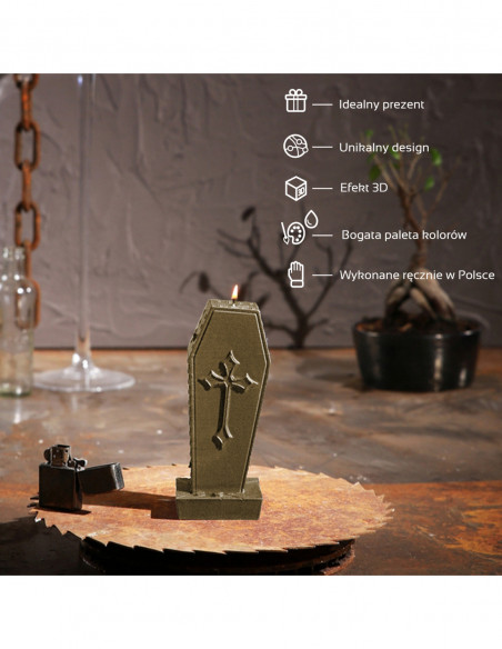 Świeca Coffin with Cross Brass