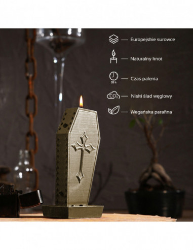 Świeca Coffin with Cross Brass