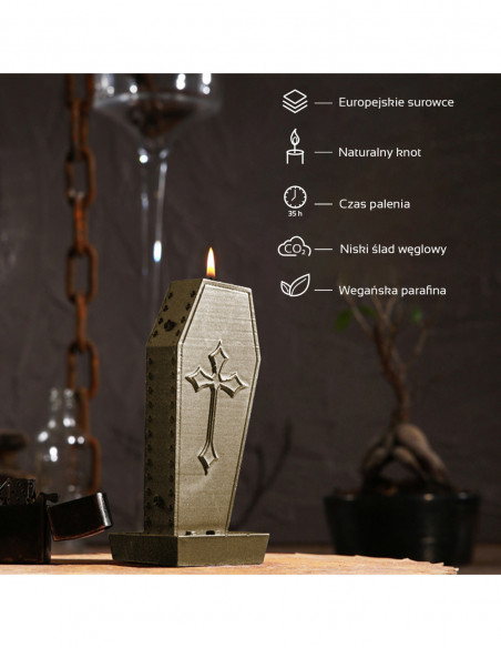 Świeca Coffin with Cross Brass