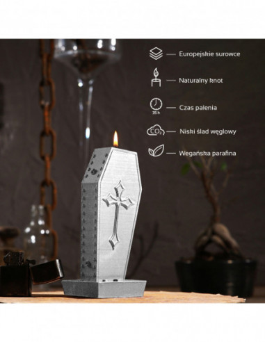 Świeca Coffin with Cross Silver
