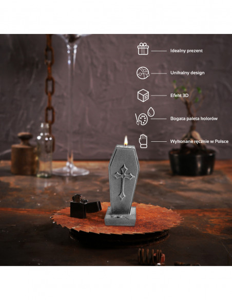 Świeca Coffin with Cross Steel