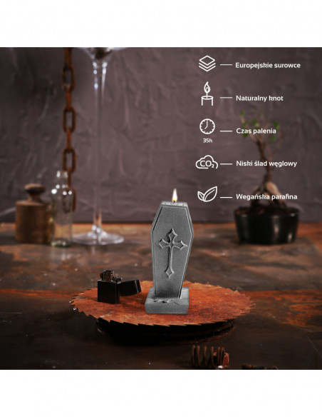 Świeca Coffin with Cross Steel