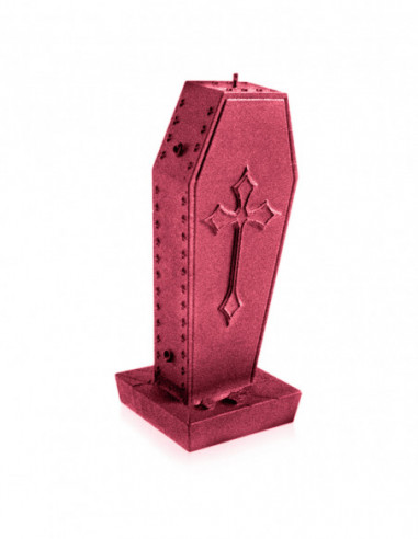 Świeca Coffin with Cross Red Metallic