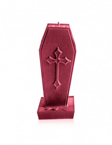 Świeca Coffin with Cross Red Metallic