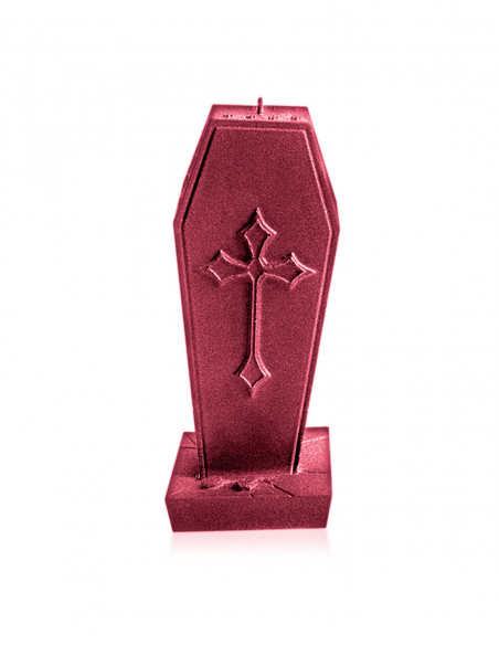 Świeca Coffin with Cross Red Metallic