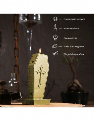 Świeca Coffin with Cross Classic Gold