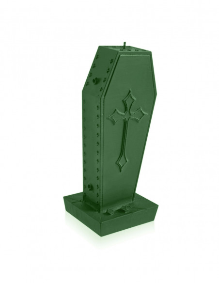 Świeca Coffin with Cross Dark Green