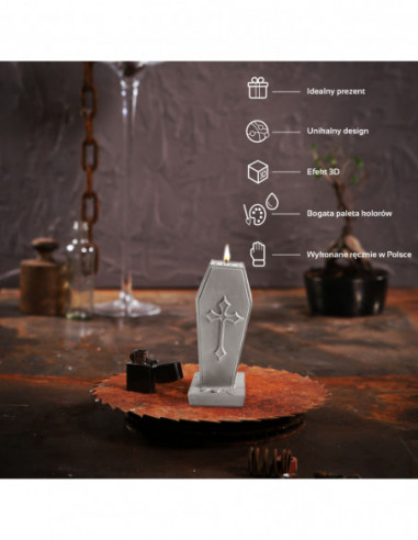 Świeca Coffin with Cross Gray
