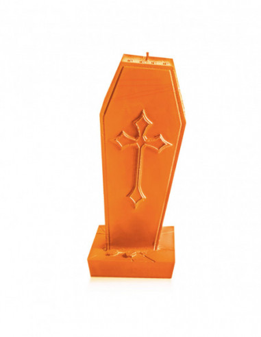 Świeca Coffin with Cross Orange
