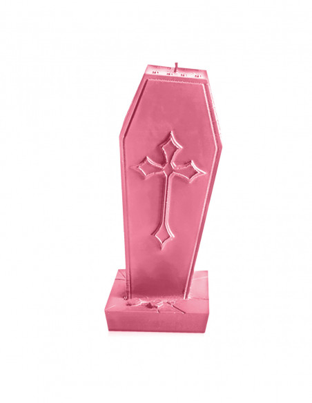 Świeca Coffin with Cross Pink