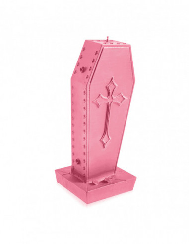 Świeca Coffin with Cross Pink