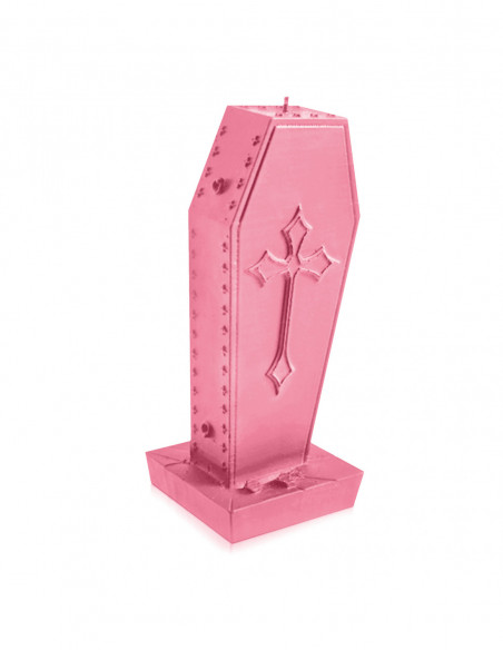 Świeca Coffin with Cross Pink