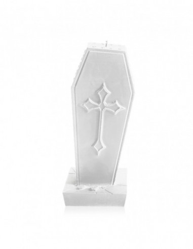 Świeca Coffin with Cross White