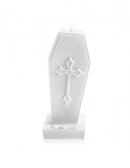 Świeca Coffin with Cross White
