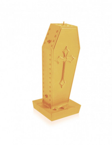Świeca Coffin with Cross Yellow