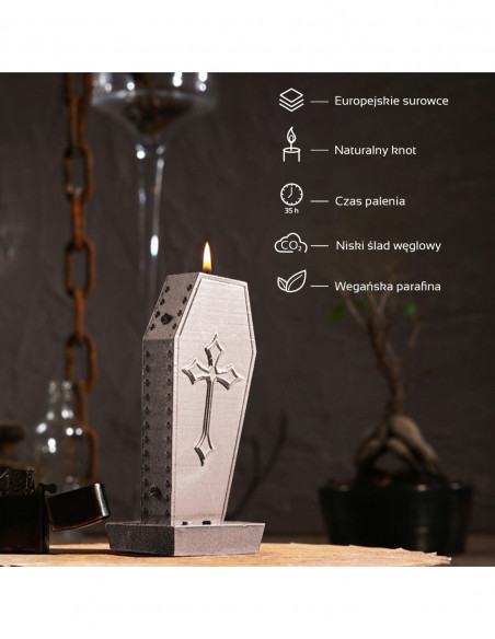 Świeca Coffin with Cross Rose Gold