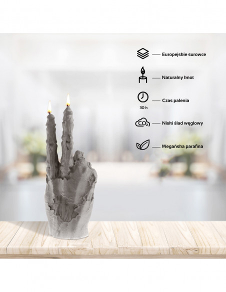 Świeca Zombie Hand PEACE Gray