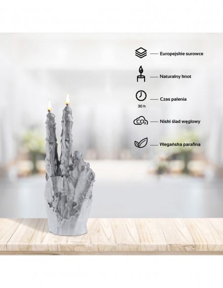 Świeca Zombie Hand PEACE Silver