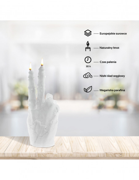 Świeca Zombie Hand PEACE White