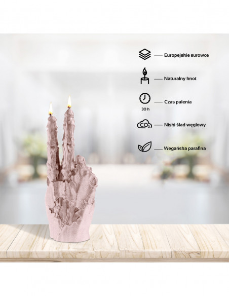 Świeca Zombie Hand PEACE Rose Gold