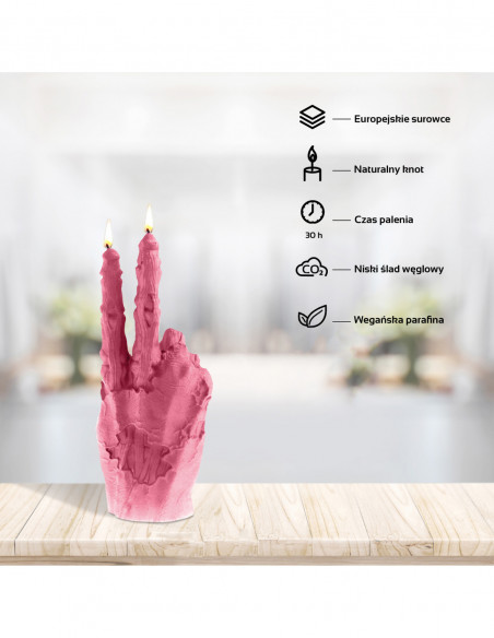 Świeca Zombie Hand Peace Pink