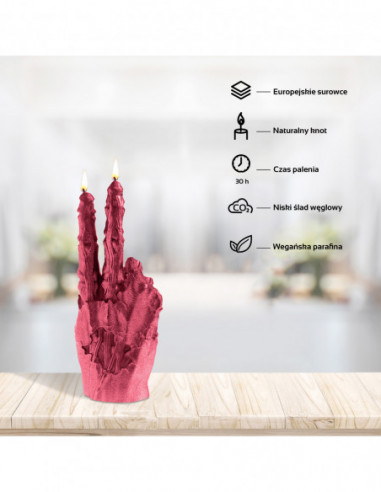 Świeca Zombie Hand Peace Red Metallic